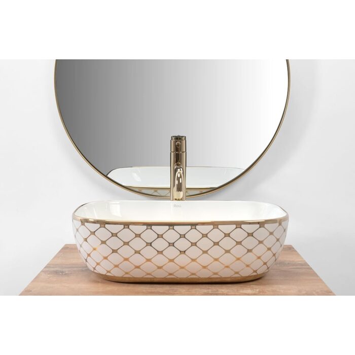 умивальник Rea Belinda Diamond 46,5x33,5 white /gold (REA-U8471)