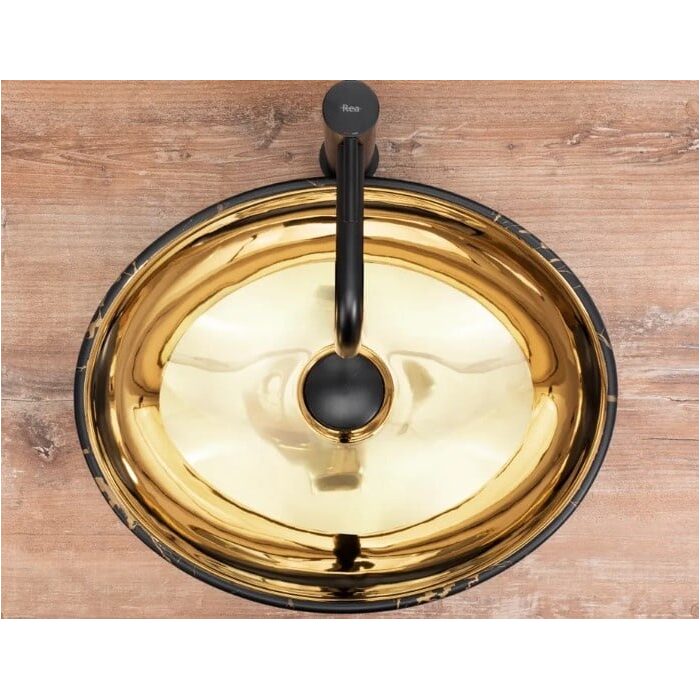 умивальник Rea Sofia 41x34,5 gold/marble black (REA-U8011)