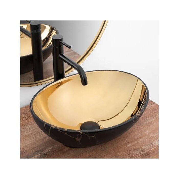 умивальник Rea Sofia 41x34,5 gold/marble black (REA-U8011)