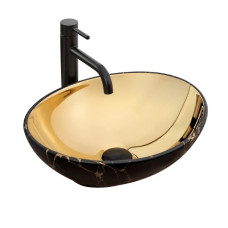 умивальник Rea Sofia 41x34,5 gold/marble black (REA-U8011)
