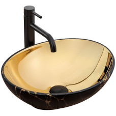 умивальник Rea Sofia 41x34,5 gold/marbe black (REA-U8012)