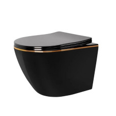 унітаз Rea Carlo gold/black без обідка, сидіння дюропласт повільно падаюче (REA-C8800)