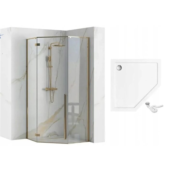 душова кабіна Rea Diamond 80x80 gold безпечне скло прозоре (REA-K6615)