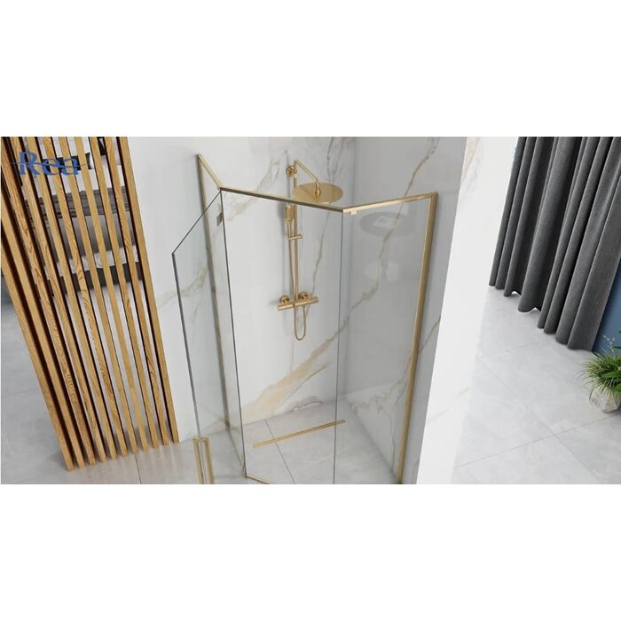 душова кабіна Rea Diamond 80x80 gold безпечне скло прозоре (REA-K6615)