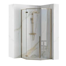 душова кабіна Rea Diamond 80x80 gold безпечне скло прозоре (REA-K6615)