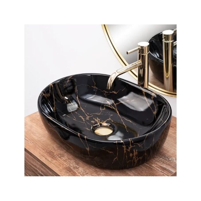 умивальник Rea Amelia 34,5x48 black marble shiny (REA-U8000)