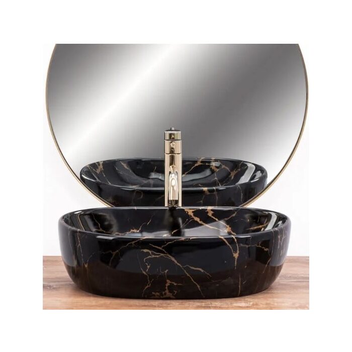 умивальник Rea Amelia 34,5x48 black marble shiny (REA-U8000)