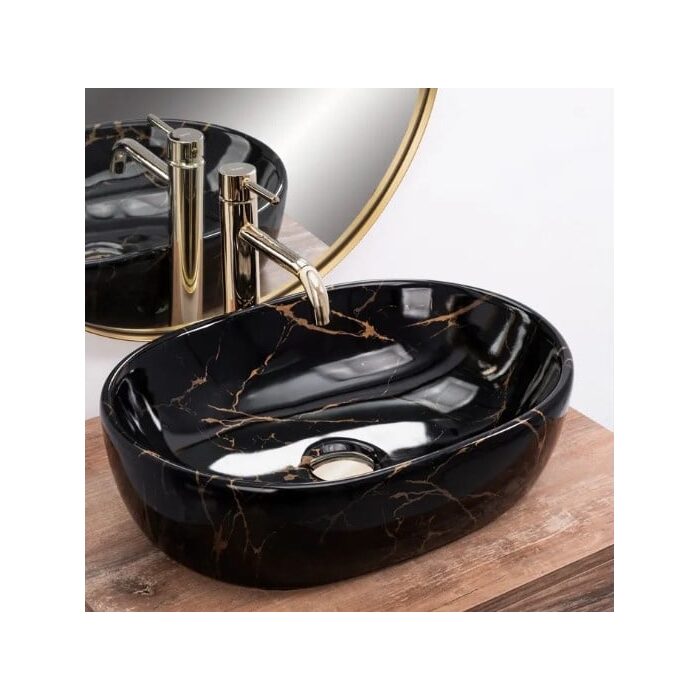 умивальник Rea Amelia 34,5x48 black marble shiny (REA-U8000)