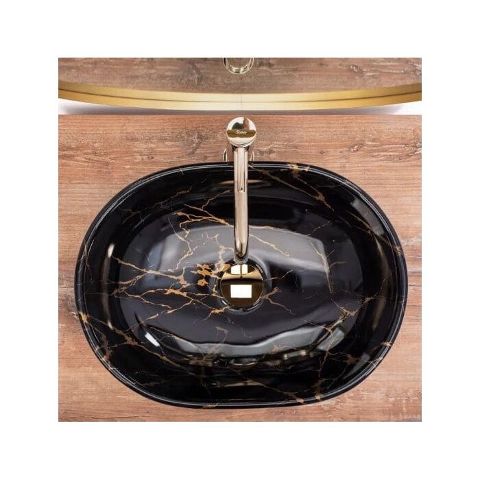 умивальник Rea Amelia 34,5x48 black marble shiny (REA-U8000)