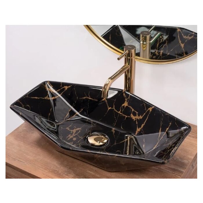умивальник Rea Vegas 37x57 black marble shiny (REA-U5603)