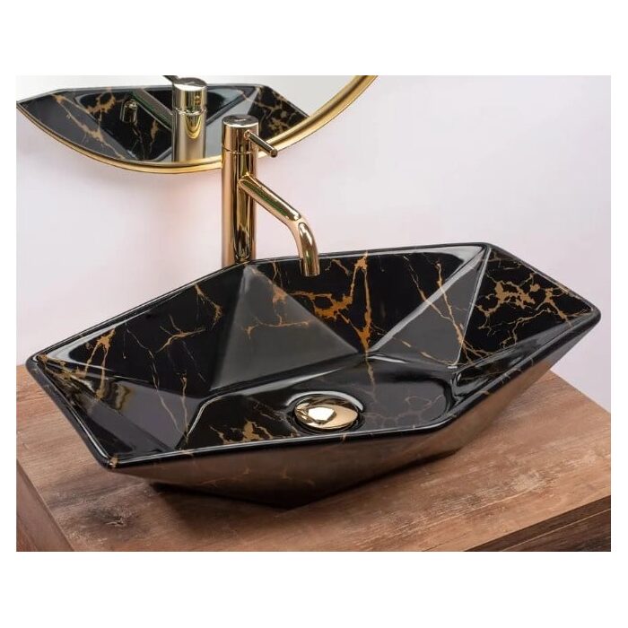 умивальник Rea Vegas 37x57 black marble shiny (REA-U5603)