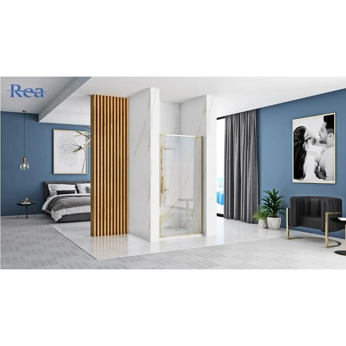 душові двері Rea Rapid Swing 90x195 безпечне скло, прозоре, gold (REA-K5618)