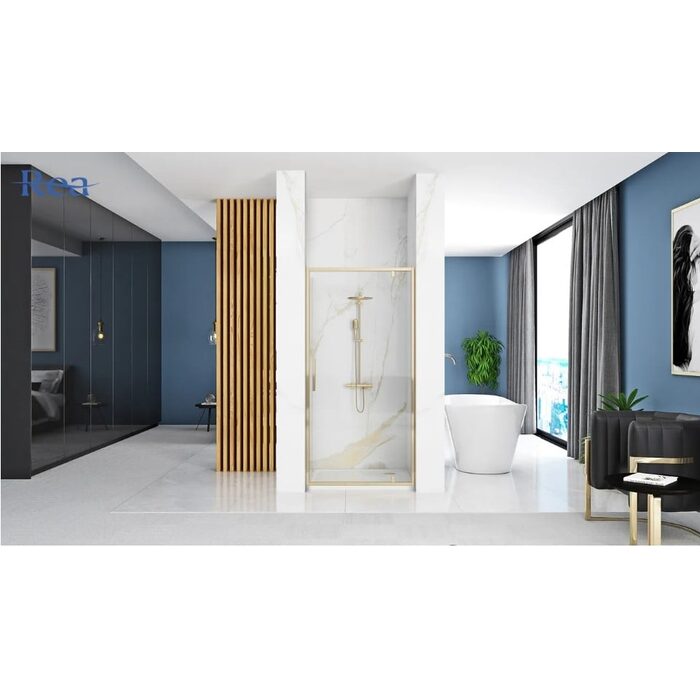 душові двері Rea Rapid Swing 90x195 безпечне скло, прозоре, gold (REA-K5618)