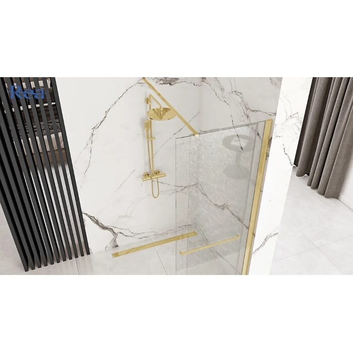 душова перегородка Rea Cortis 120x200 gold безпечне скло прозоре (REA-K8485)
