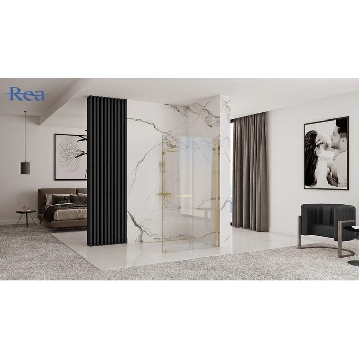 душова перегородка Rea Cortis 120x200 gold безпечне скло прозоре (REA-K8485)