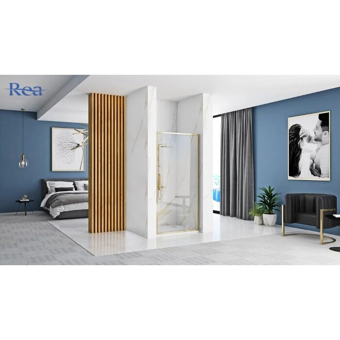 душові двері Rea Rapid Swing 100x195 безпечне скло, прозоре, gold (REA-K5619)
