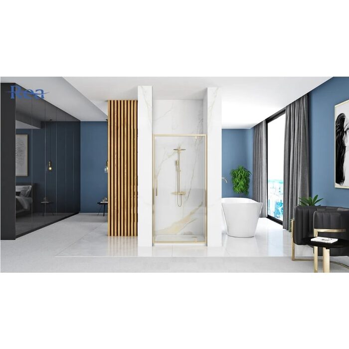 душові двері Rea Rapid Swing 100x195 безпечне скло, прозоре, gold (REA-K5619)