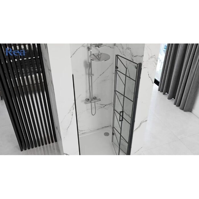 душові двері Rea Molier 100x190 безпечне скло, прозоре, чорний (REA-K6963)