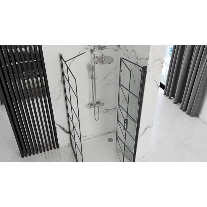 душова стінка Rea Molier 80x190 безпечне скло, прозоре, чорний (REA-K8412)
