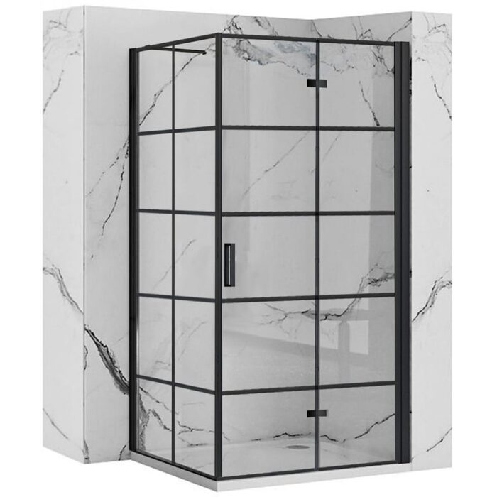 душова стінка Rea Molier 90x190 безпечне скло, прозоре, чорний (REA-K8531)