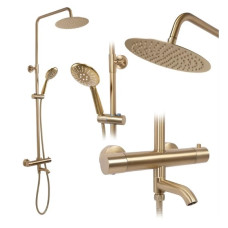 душовий гарнітур Rea Lungo brush gold, з термостатом (REA-P6604)