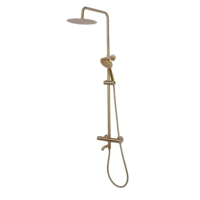 душовий гарнітур Rea Lungo brush gold, з термостатом (REA-P6604)