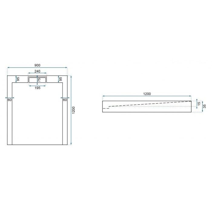 піддон Rea Grand 90x120 прямокутний black (REA-K4594)