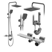 душова система з термостатом Rea Helix brushed nickel (REA-P6622)