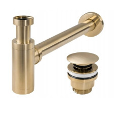 сифон для умивальника Rea, із пробкою click-clack, brushed gold (REA-A8586)
