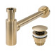 сифон для умивальника Rea, із пробкою click-clack, brushed gold (REA-A8586)