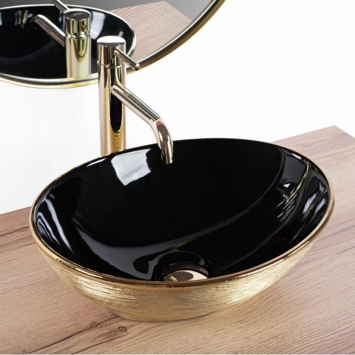 умивальник Rea Sofia 41x33,5 black gold brush (REA-U3310)