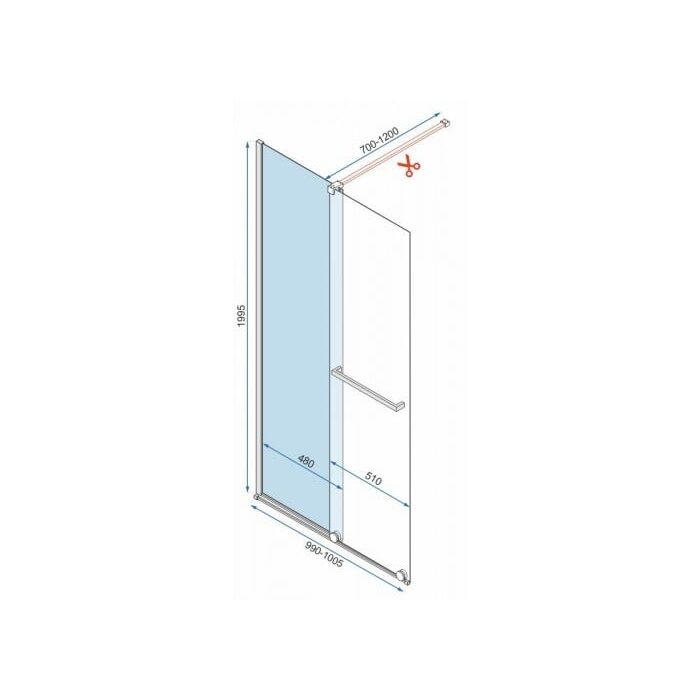 душова стінка Rea Cortis100x200 безпечне скло, прозоре (REA-K7740)