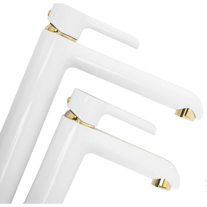 змішувач для умивальника Rea Melia низький, white-gold (REA-B2708)