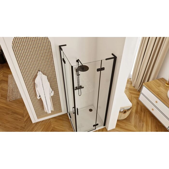 душова кабіна Rea Hugo 90x90x200 безпечне скло, прозоре, чорний (REA-K6601)
