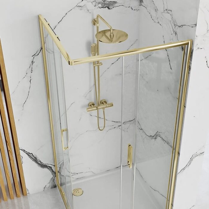 душова кабіна Rea Punto 80x80 скло прозоре, gold (REA-K6441)