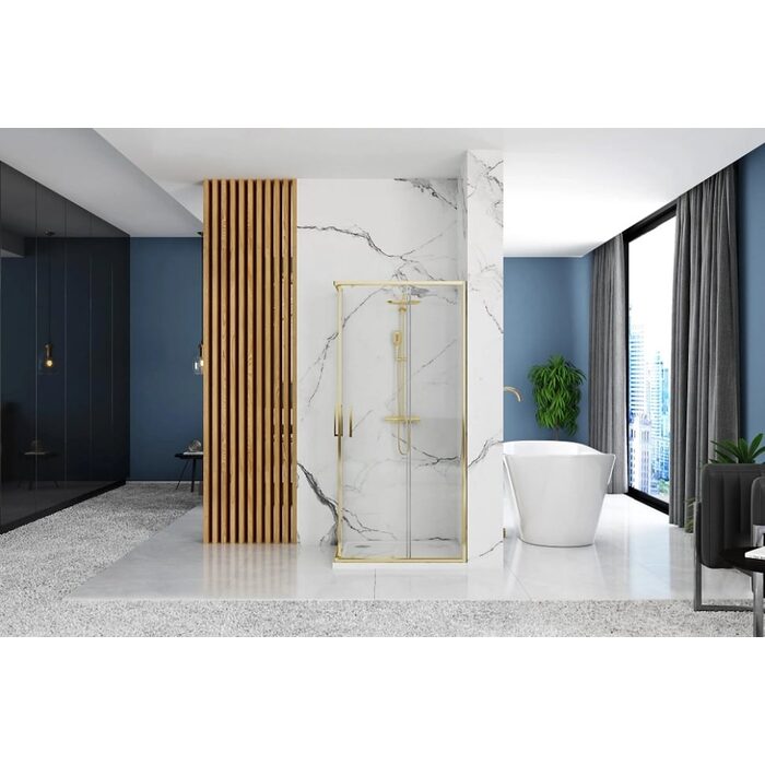 душова кабіна Rea Punto 80x80 скло прозоре, gold (REA-K6441)