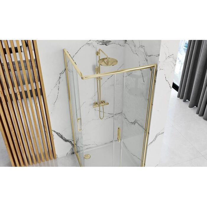 душова кабіна Rea Punto 90x90 скло прозоре, gold (REA-K6440)