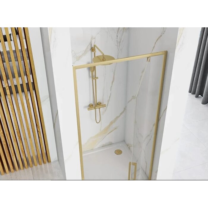 душові двері Rea Rapid Swing 90x195 безпечне скло, прозоре, brush gold (REA-K2502)
