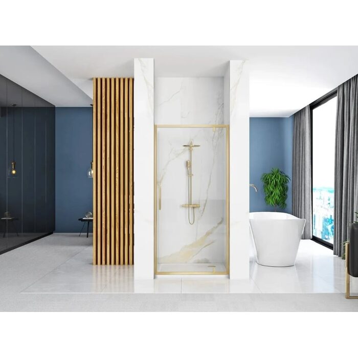 душові двері Rea Rapid Swing 90x195 безпечне скло, прозоре, brush gold (REA-K2502)