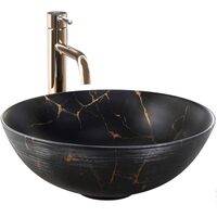умивальник Rea Stella 35,5x35,5 black marble brush (REA-U9086)