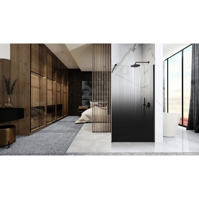 душова стінка Rea Aero Ombre 90x195 безпечне скло, black (REA-K2459)