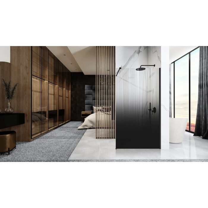 душова стінка Rea Aero Ombre 120x195 безпечне скло, black (REA-K2462)