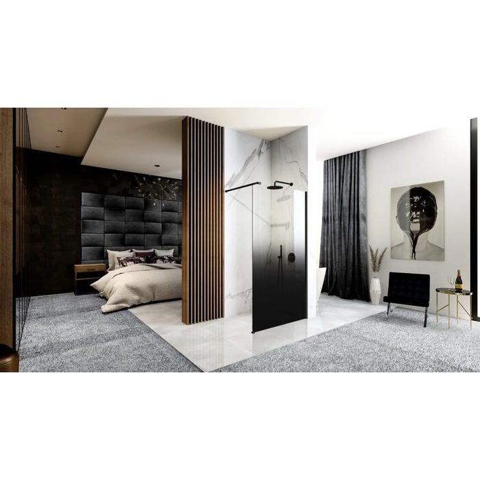 душова стінка Rea Aero Ombre 100x195 безпечне скло, black (REA-K2460)
