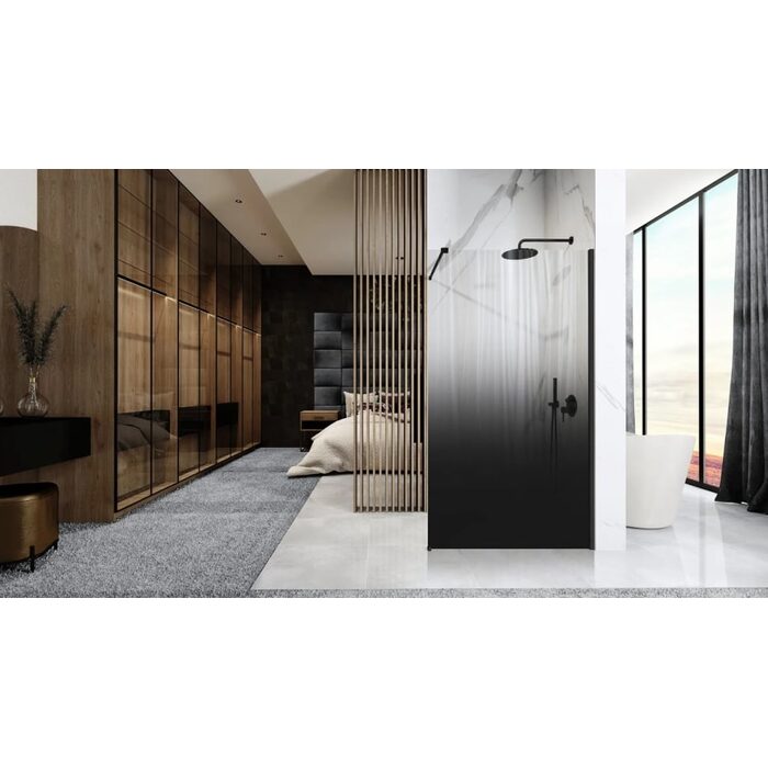душова стінка Rea Aero Ombre 100x195 безпечне скло, black (REA-K2460)