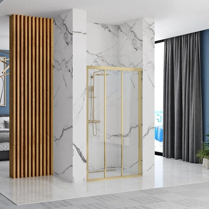 душові двері Rea Alex 90x190 скло прозоре, brushed gold (REA-K2506)
