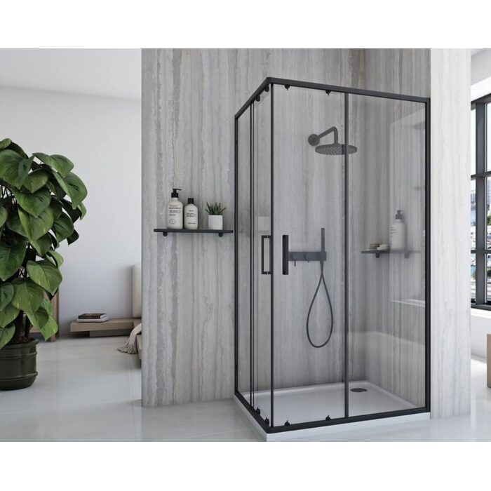душова кабіна Rea City 80x100 black, скло прозоре (REA-K6449)