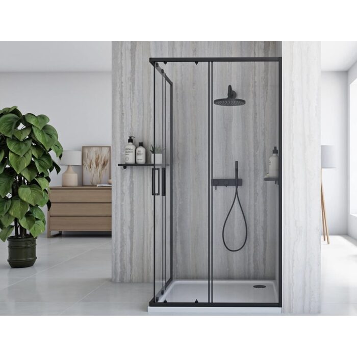 душова кабіна Rea City 80x100 black, скло прозоре (REA-K6449)