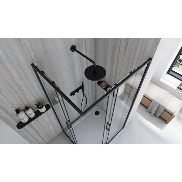 душова кабіна Rea City 80x100 black, скло прозоре (REA-K6449)