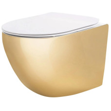 унітаз Rea Carlo Mini 49x36,5 підвісний безободковий змив торнадо,сидіння, white/gold (REA-C6808)
