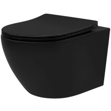 унітаз Rea Carlo Mini 49x35,5 підвісний безободковий смыв торнадо,сидіння, black matt (REA-C3000)